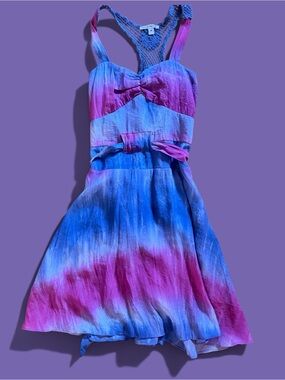 PEPPE PELUSO Sleeveless Crochet Tie Dye Summer Dress, Size Medium.